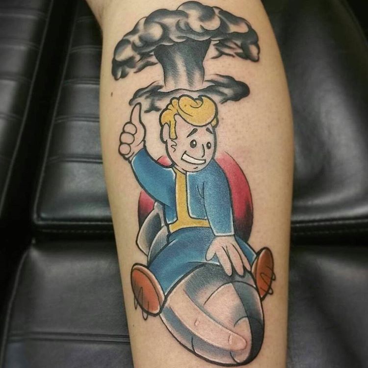Liam J Tattoo Artist  Lukes vault boy sleeve with background by Liam   Facebook